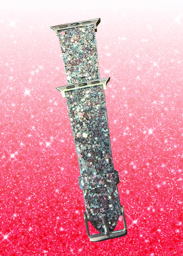 Bedazzled White & Rose Pink Apple Watch Band
