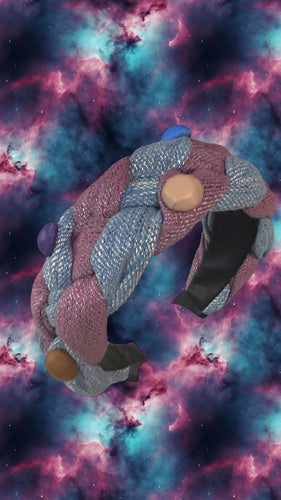 Blue & Plum Button Twist Headband