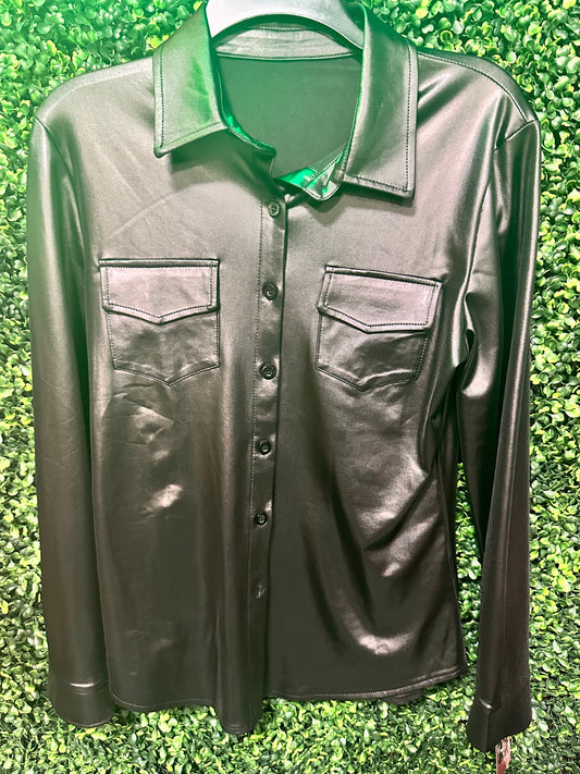 Black Faux Leather Top