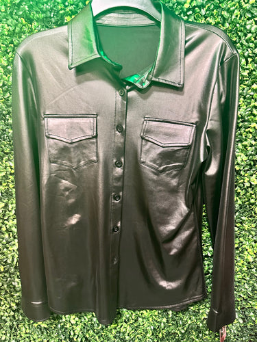 Black Faux Leather Top