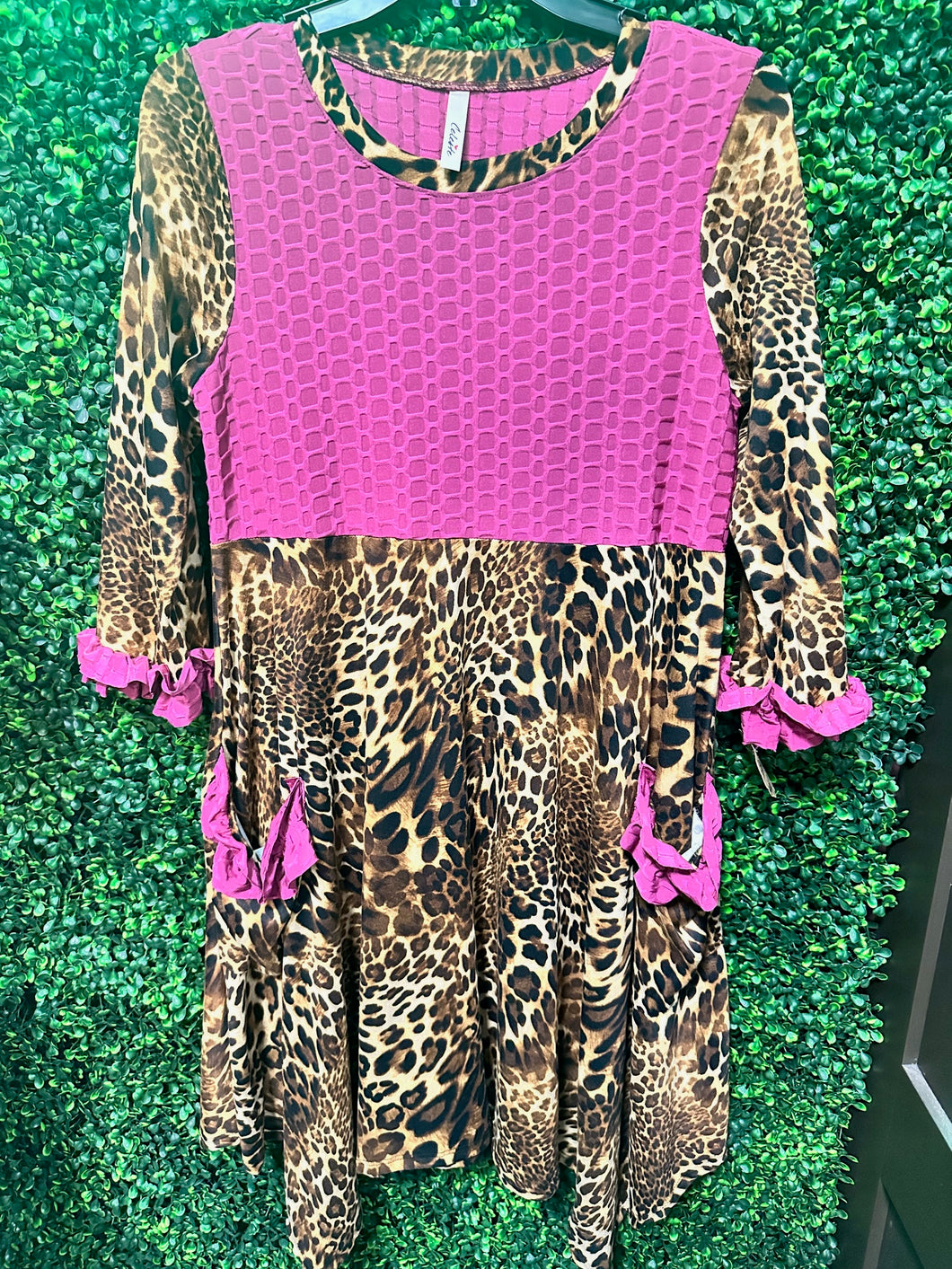 Leopard Waffle Knit Top/Tunic
