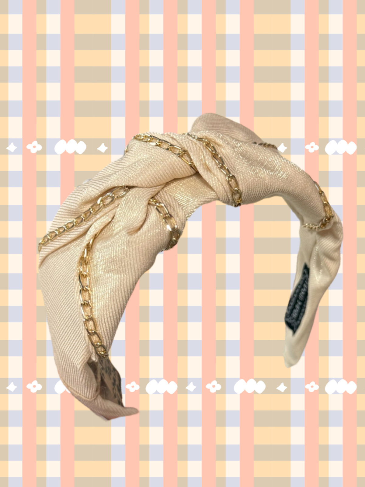 Cream/Gold Chain Headband