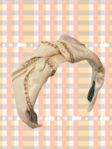 Cream/Gold Chain Headband