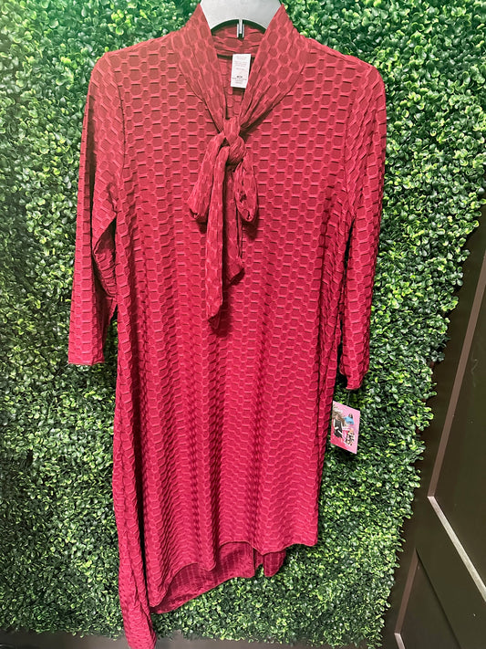 Wine Red Waffle Knit Top/Tunic