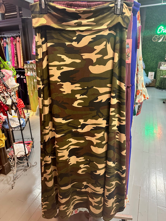 Camo Print Maxi Skirt