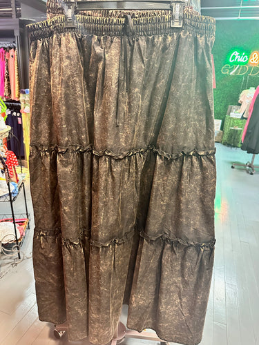 Black & Tan Stonewash Plus Size Skirt