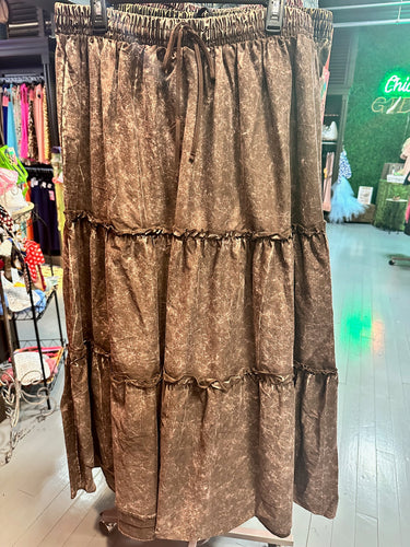 Pink & Brown Stonewash Plus Size Skirt