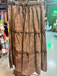 Pink & Brown Stonewash Plus Size Skirt