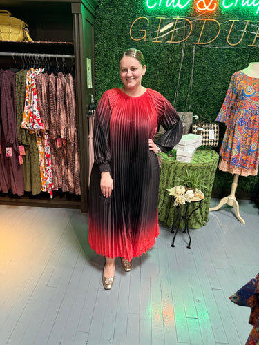 Pleated Multi-Color Dress With Belt (3 Options)