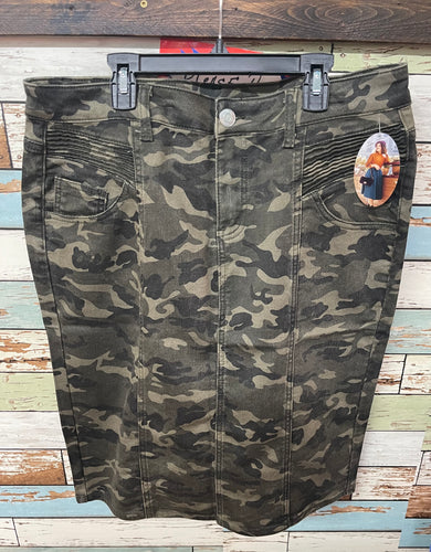 Camouflage Denim Skirt