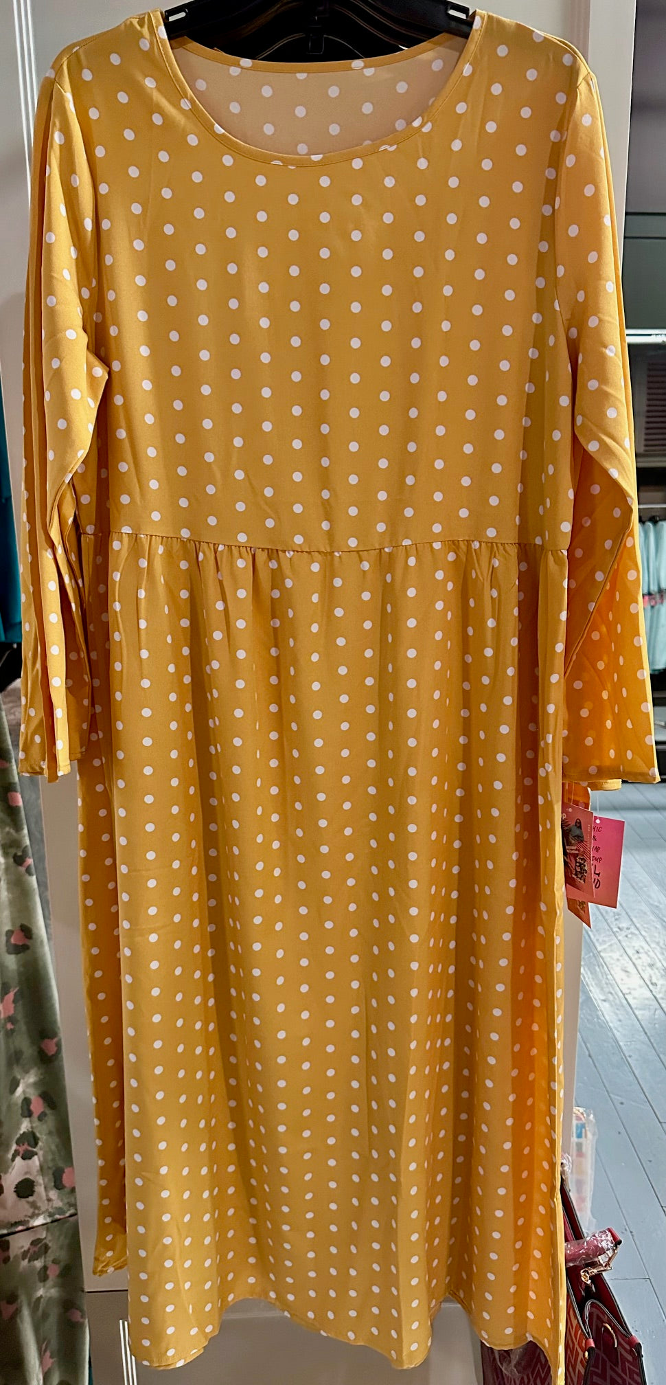 Yellow Polka Dot Maxi Dress L