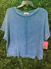 Load image into Gallery viewer, Blue Waffle Knit Top (2 Options)