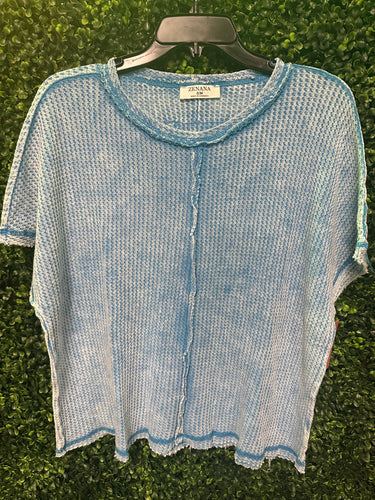 Blue Waffle Knit Top (2 Options)