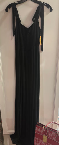 Black Shoulder Tie Maxi Dress