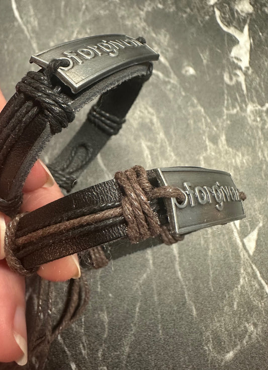 "By His Wounds We Are Healed" Leather Bracelet