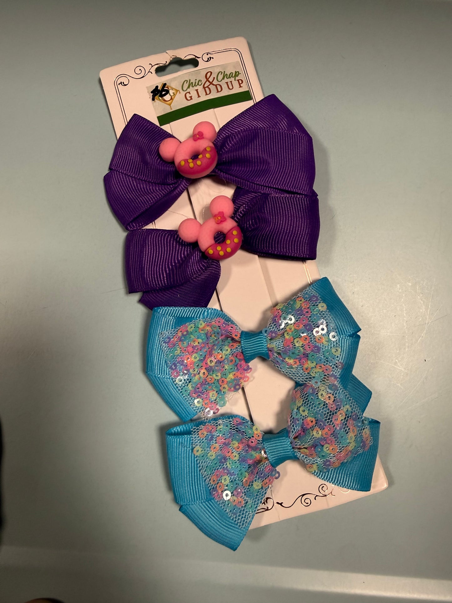 Donut & Sequin Little Girls Hair Bow Set (2 Options)