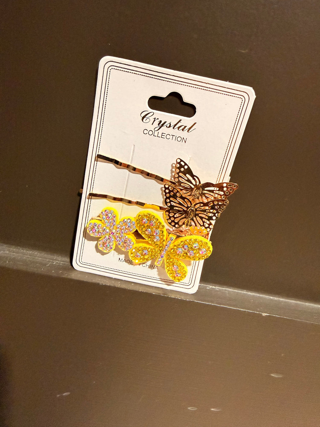 Set of 3 Yellow Butterfly Hair Clips