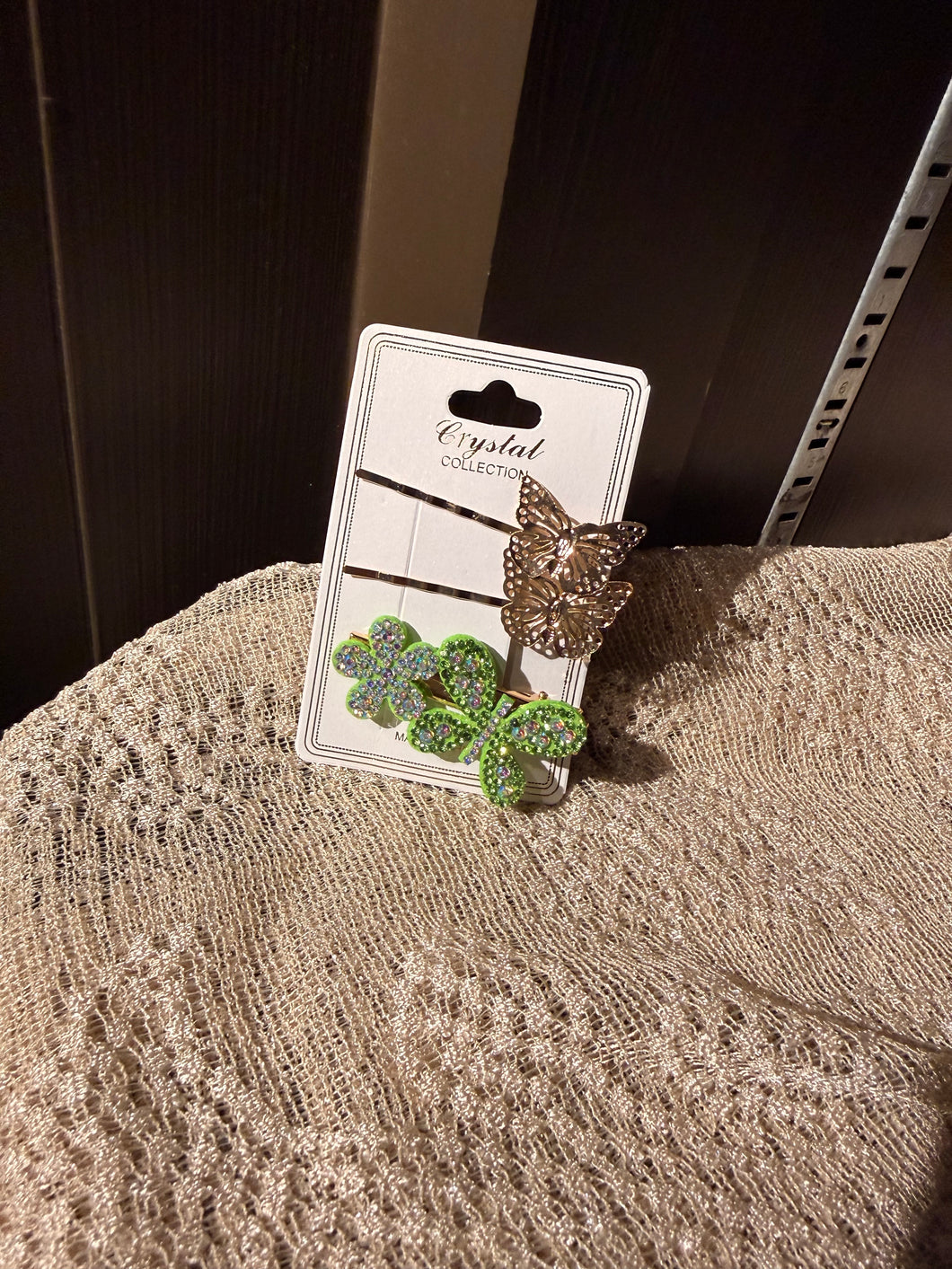 Set of 3 Green Butterfly Hair Clips