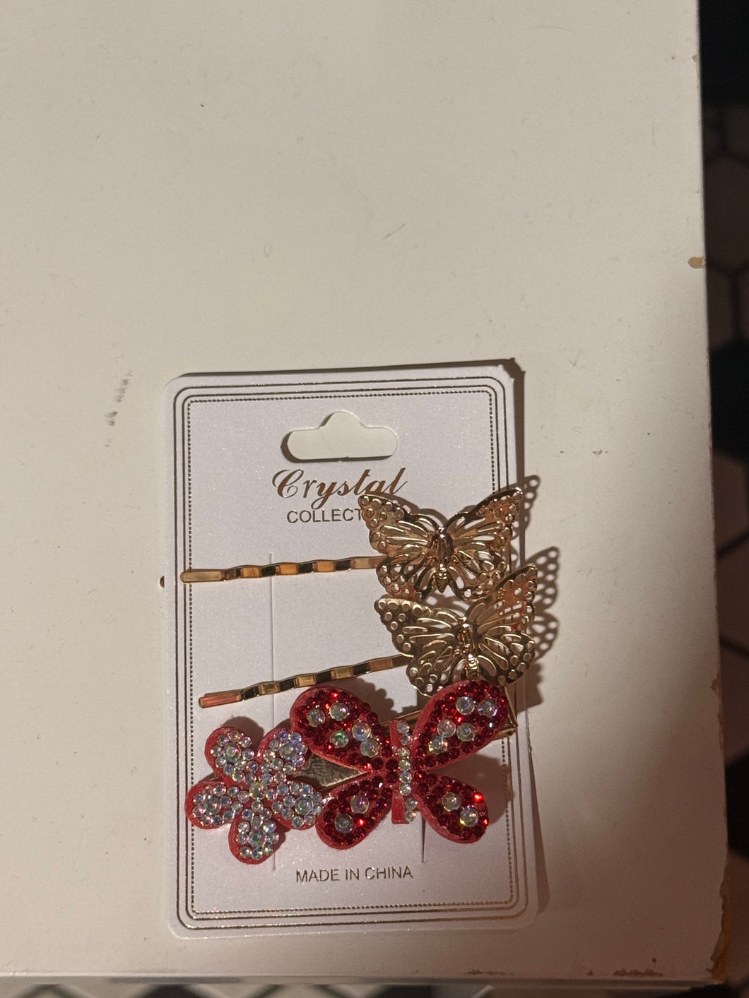 Set of 3 Red Butterfly Hair Clips