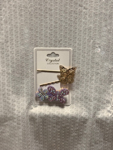 Set of 3 Purple Butterfly Hair Clips