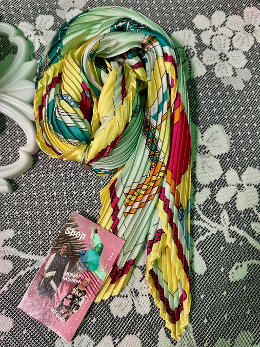 Multi-Colored Pleated Neck Scarf