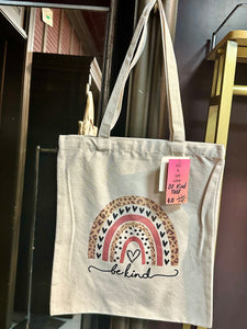 "Be Kind" Rainbow Canvas Tote Bag