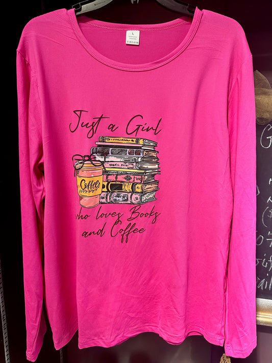"Just A Girl Who..." Pink Long Sleeve T-Shirt