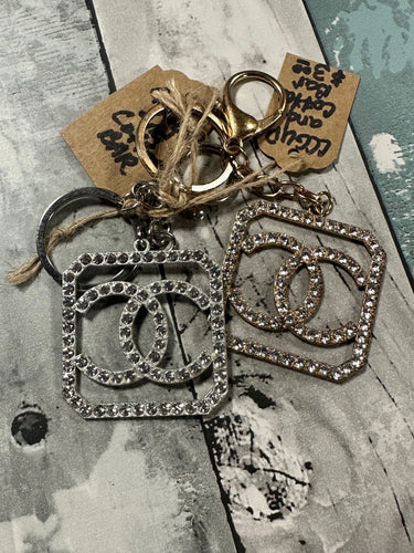 Sparkly Square Double C's Keychain