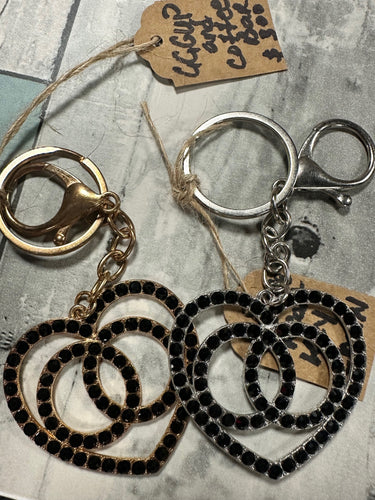 Sparkly Heart Double C's Keychain (Options)