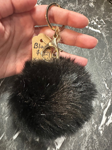 Black Pom-Pom Fuzzy Keychain