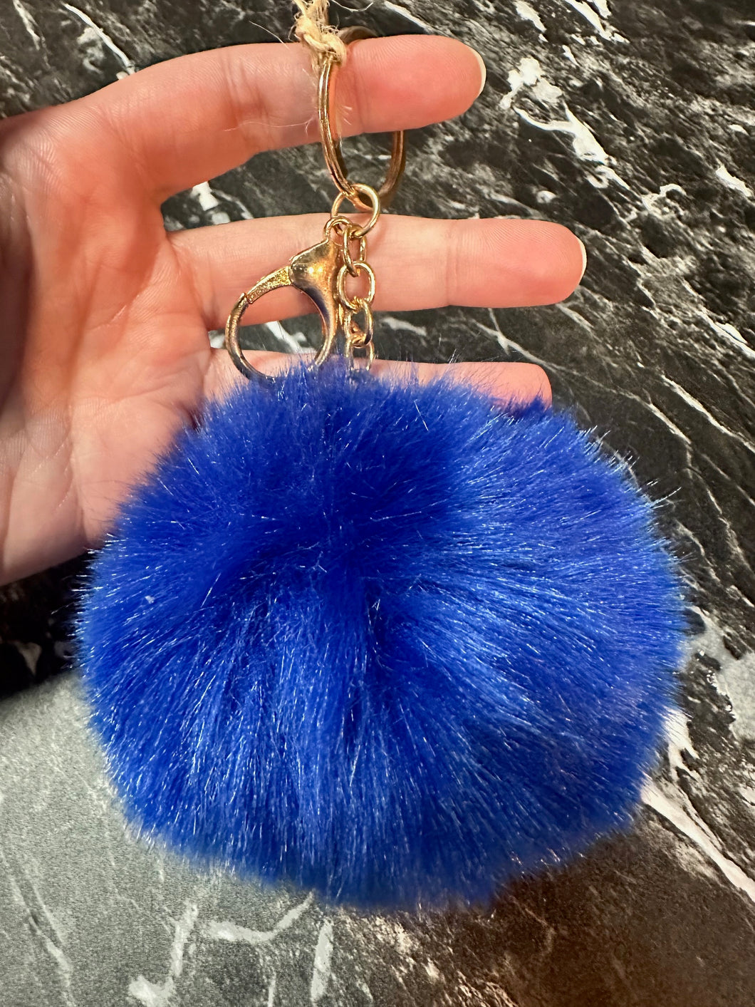 Royal Blue Pom-Pom Fuzzy Keychain