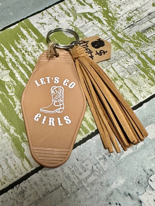 "Let's Go, Girls" Western Keychain
