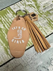 "Let's Go, Girls" Western Keychain