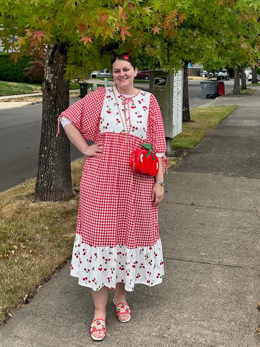 Red Cherry & Gingham Dress (Plus Size)