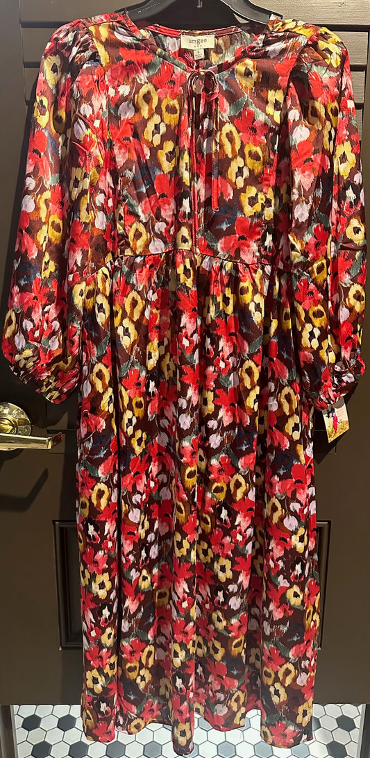 Wine Mix Floral Dress