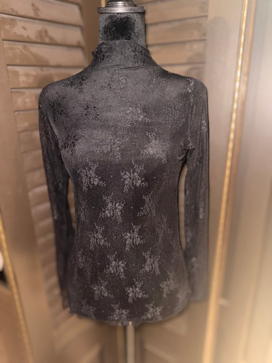 Black Lace Mesh Overlay Top