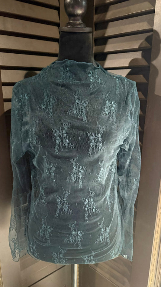 Forrest~Green Mesh Lace Top