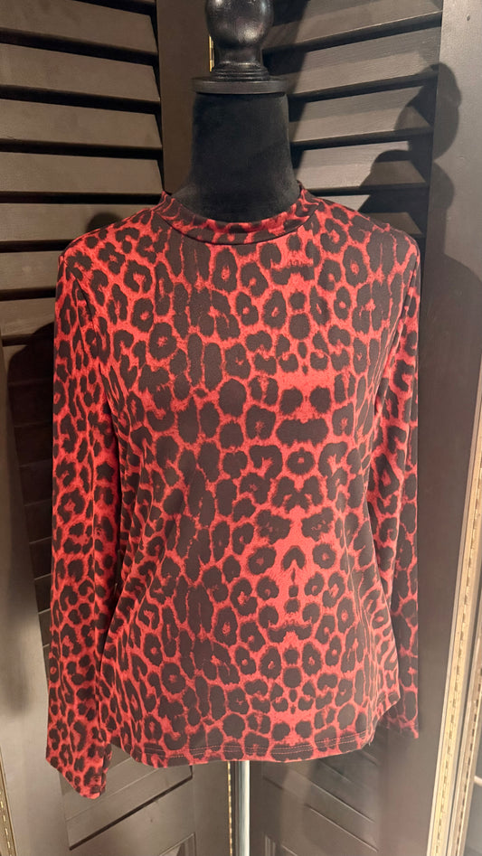 Red/Black Leopard Print Layering Shirt