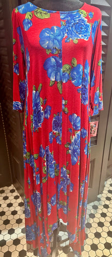 Red/Blue Floral Maxi Dress