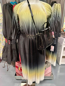 Pleated Multi-Color Dress With Belt (3 Options)