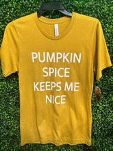 Load image into Gallery viewer, &quot;Pumpkin Spice Keeps Me Nice&quot; Fall T-Shirt (2 Options)