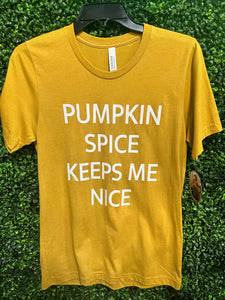 "Pumpkin Spice Keeps Me Nice" Fall T-Shirt (2 Options)