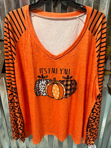 "It's Fall Y'all" Plus Size Top/Shirt