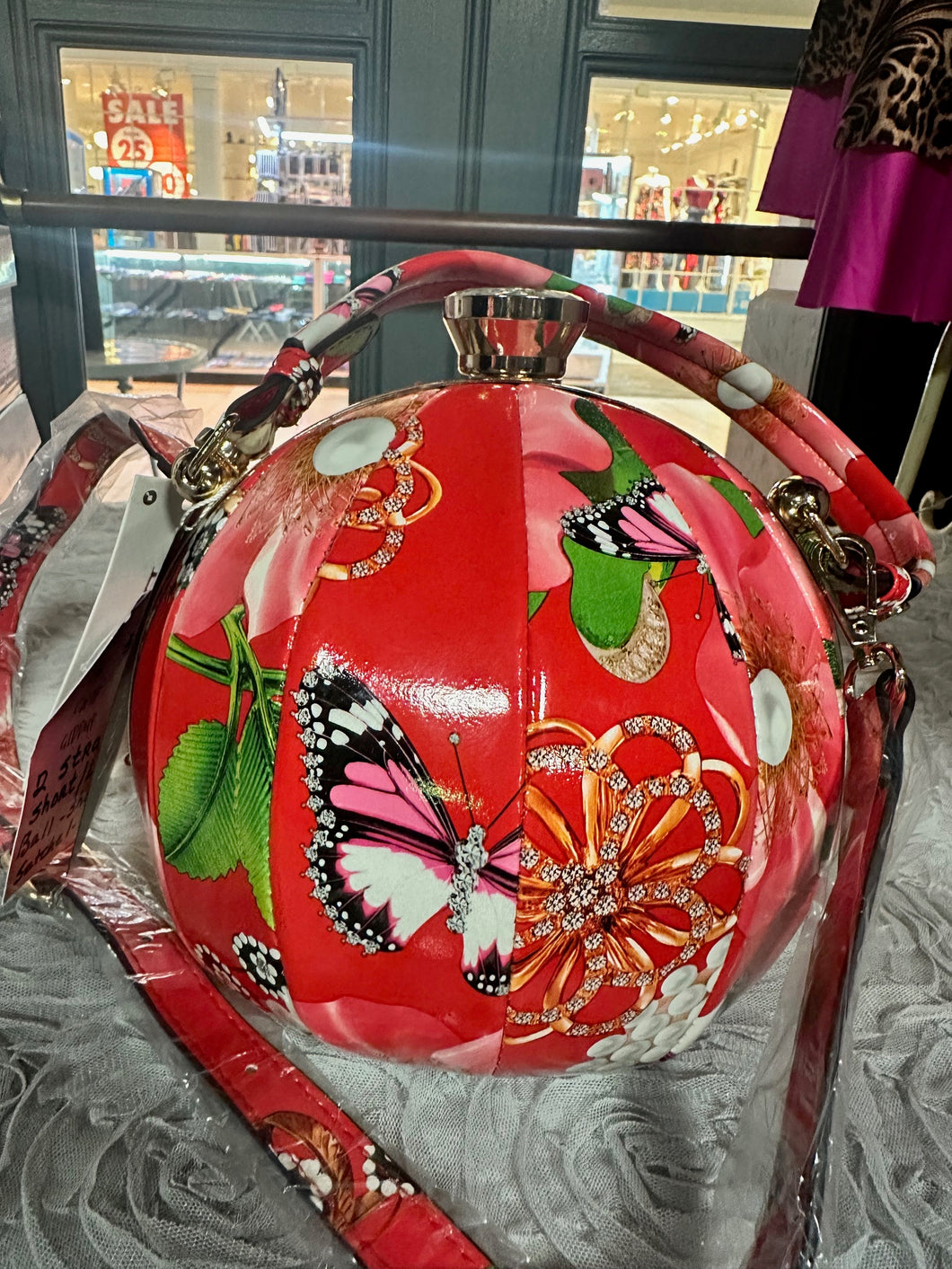 Round Floral Designer Snap Jeweled Top Handbag