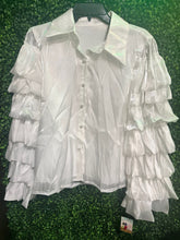 Load image into Gallery viewer, Ruffle Sleeve Silky Chiffon OSFM Top (3 Options)