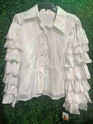 Ruffle Sleeve Silky Chiffon OSFM Top (3 Options)