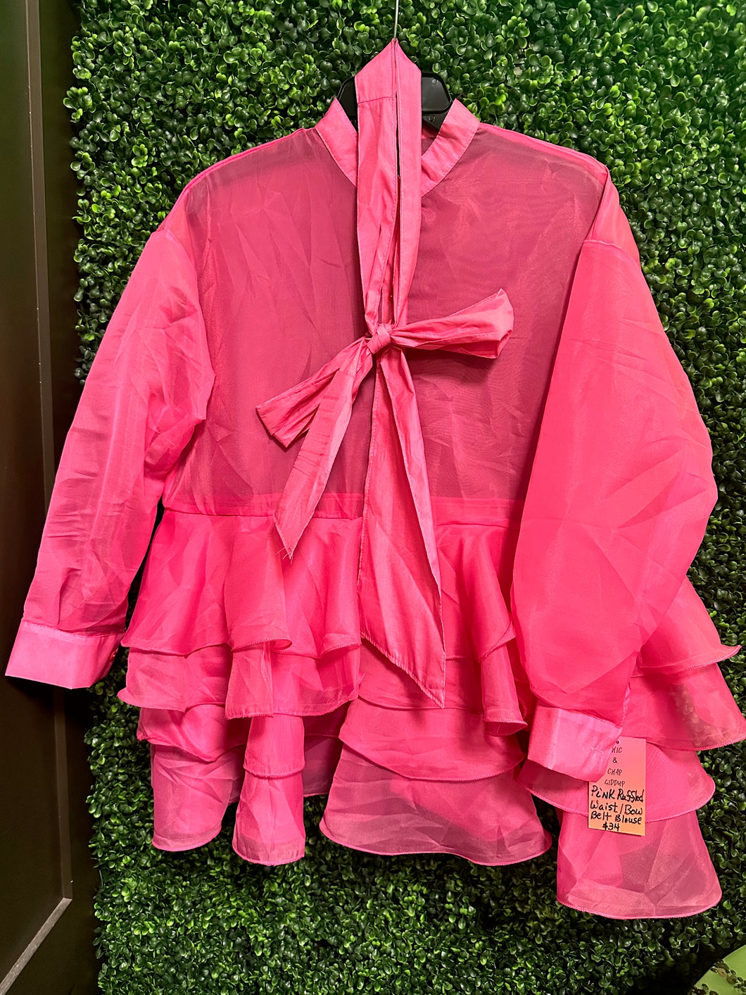 Ruffle Bottom Belted Tie OSFM Top (2 Options)