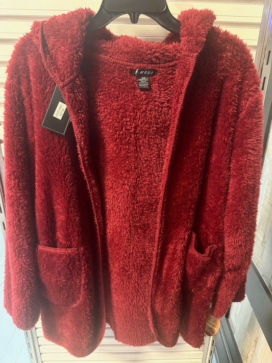 Red Fuzzy Hooded Sweater OSFM