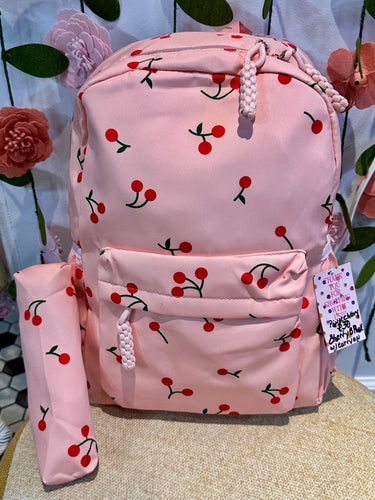 Pink Cherry Backpack W/ Mini Travel Bag