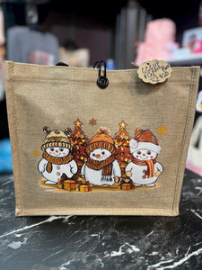 Snowman & Christmas Tree Tote Bag